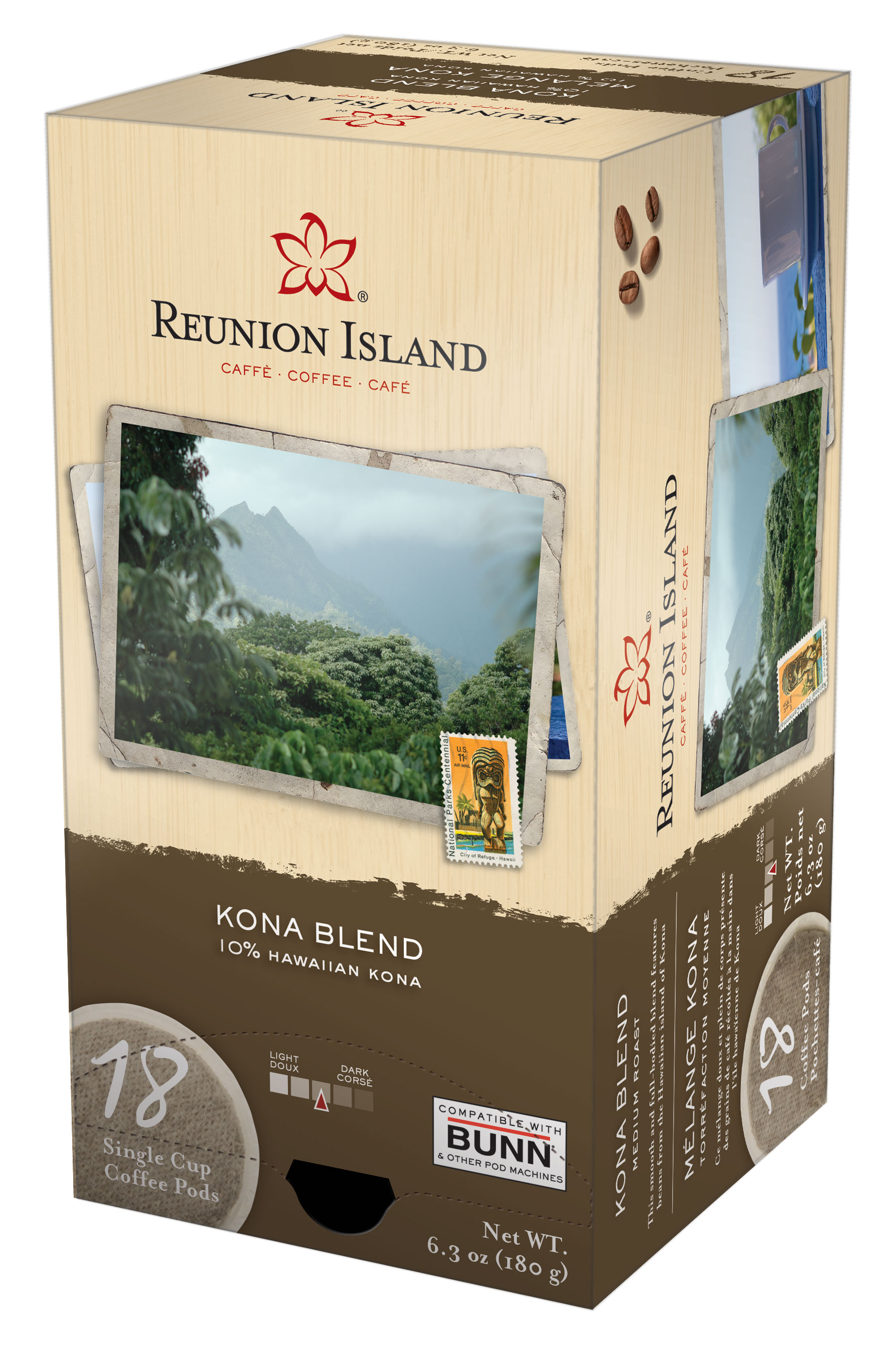 Reunion Island 18-Pack Kona Blend Single-Serve Coffee | RI58012