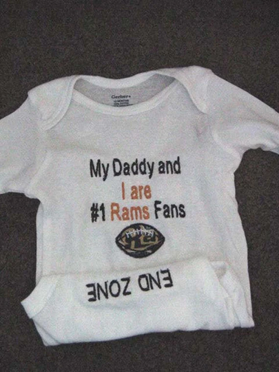 Los Angeles Rams Fan Football Baby Creeper Embroidery Personalized Embroidered