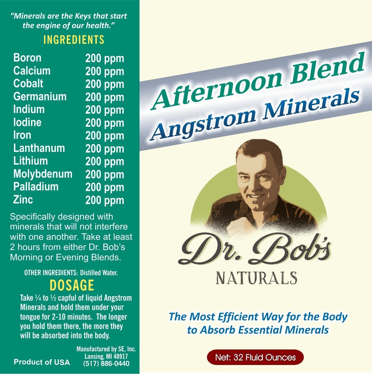 Dr. Bob's Afternoon Blend Angstrom Minerals 32 Oz Bottle