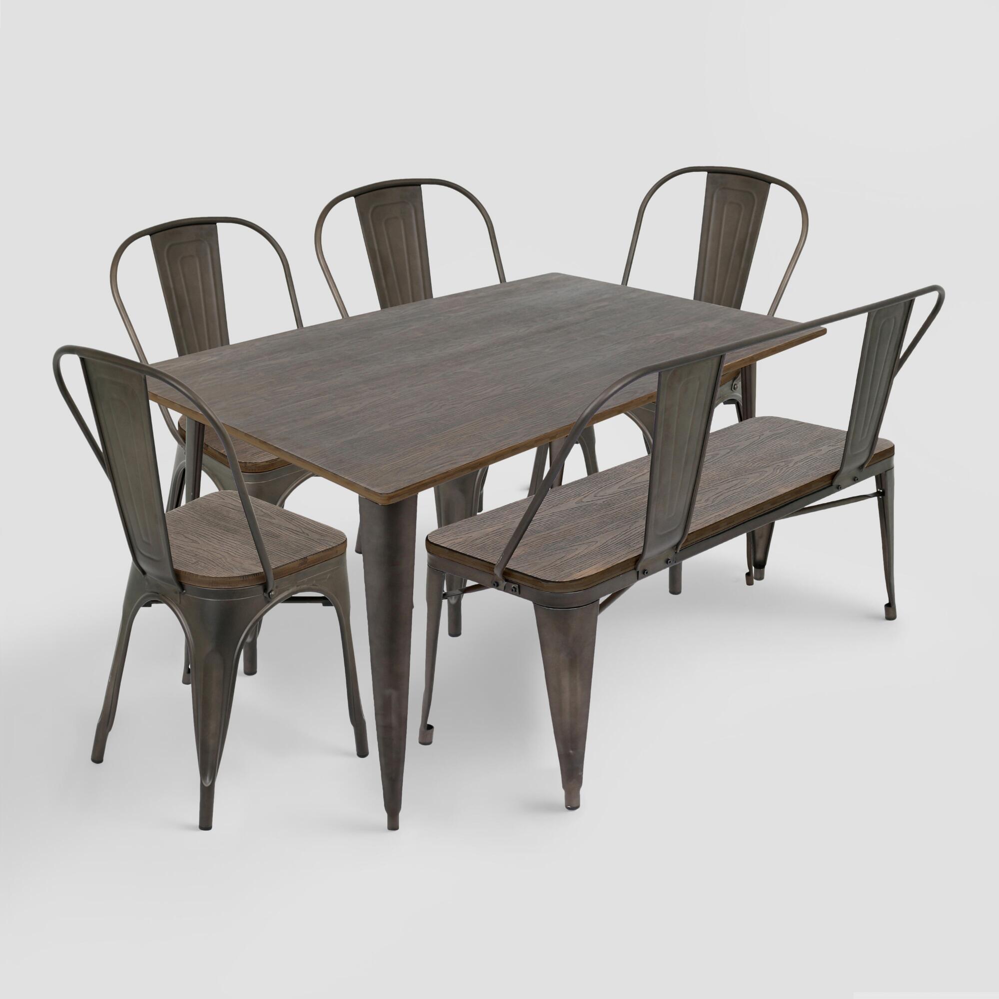 Antique Metal and Espresso Wood Arwen Dining Collection by World Market