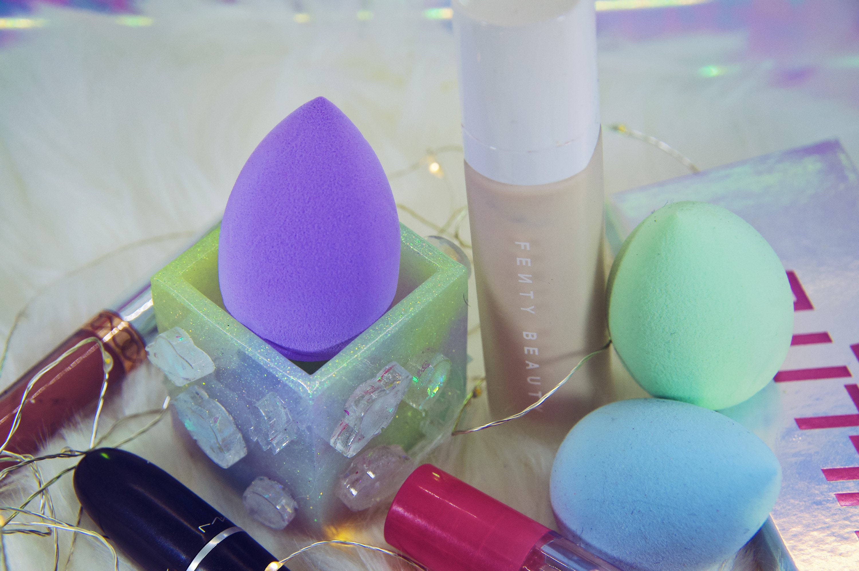 Beauty Blender Holder, Pastel Goth Alien Inspired Opalescent Makeup Sponge Cup
