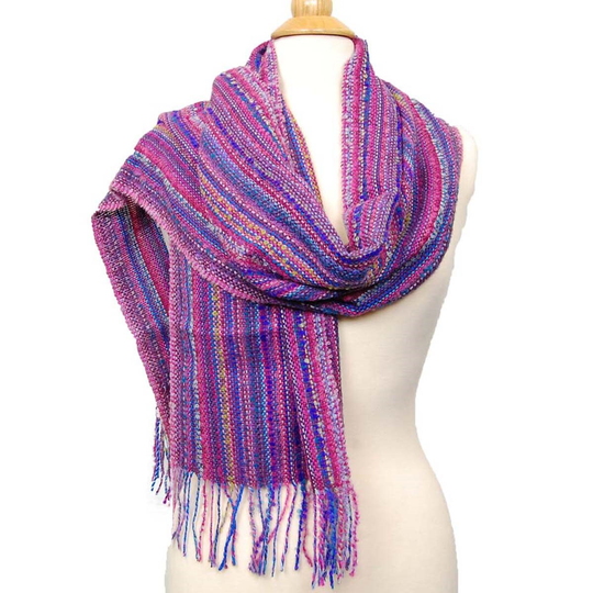 Baby Alpaca Blend Handwoven Scarf Multi-Color Boucle
