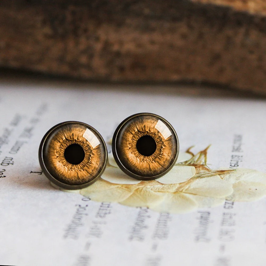 Brown Eye Earrings, Eyeball Earring, S Eye Jewelry, Girlfriend Gift, Human Eyes Studs Realistic Eyes Earrings Gift