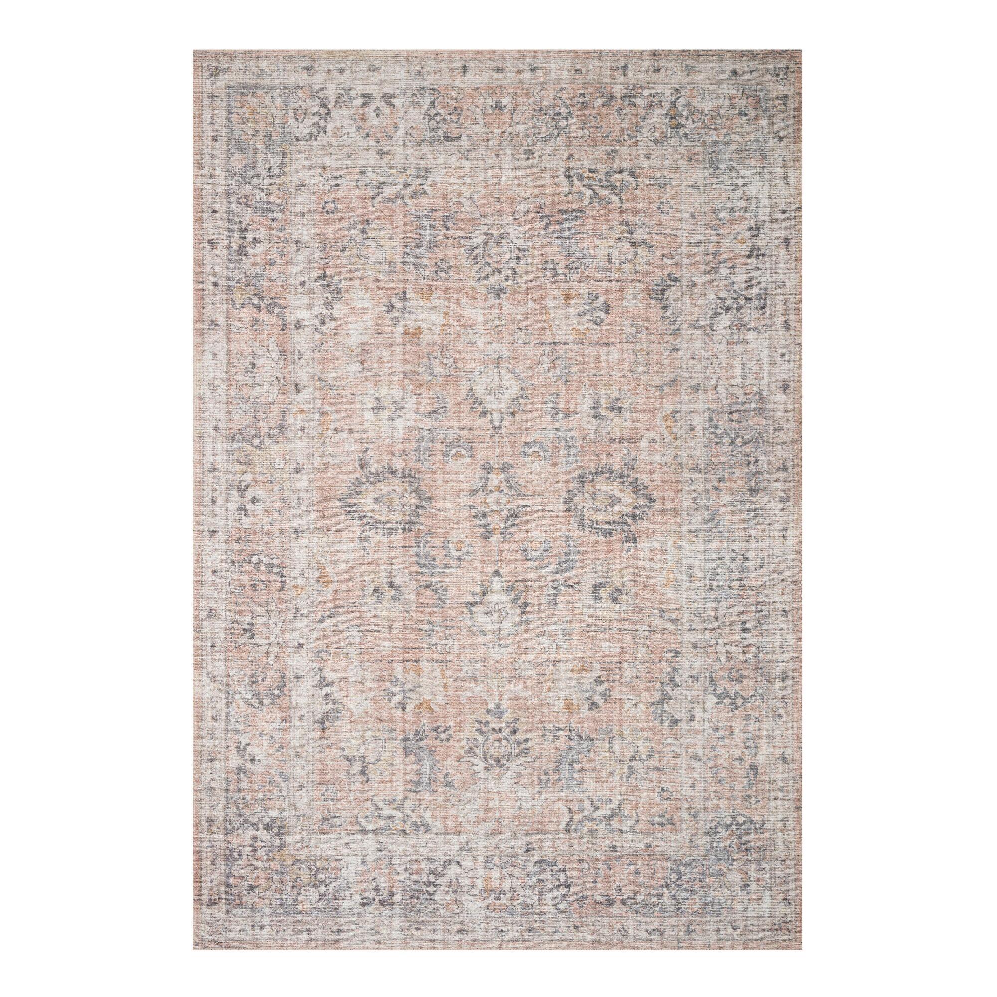 Blush Distressed Persian Style Skye Area Rug: Gray/Pink - Polyester - 8' x 10' by World Market