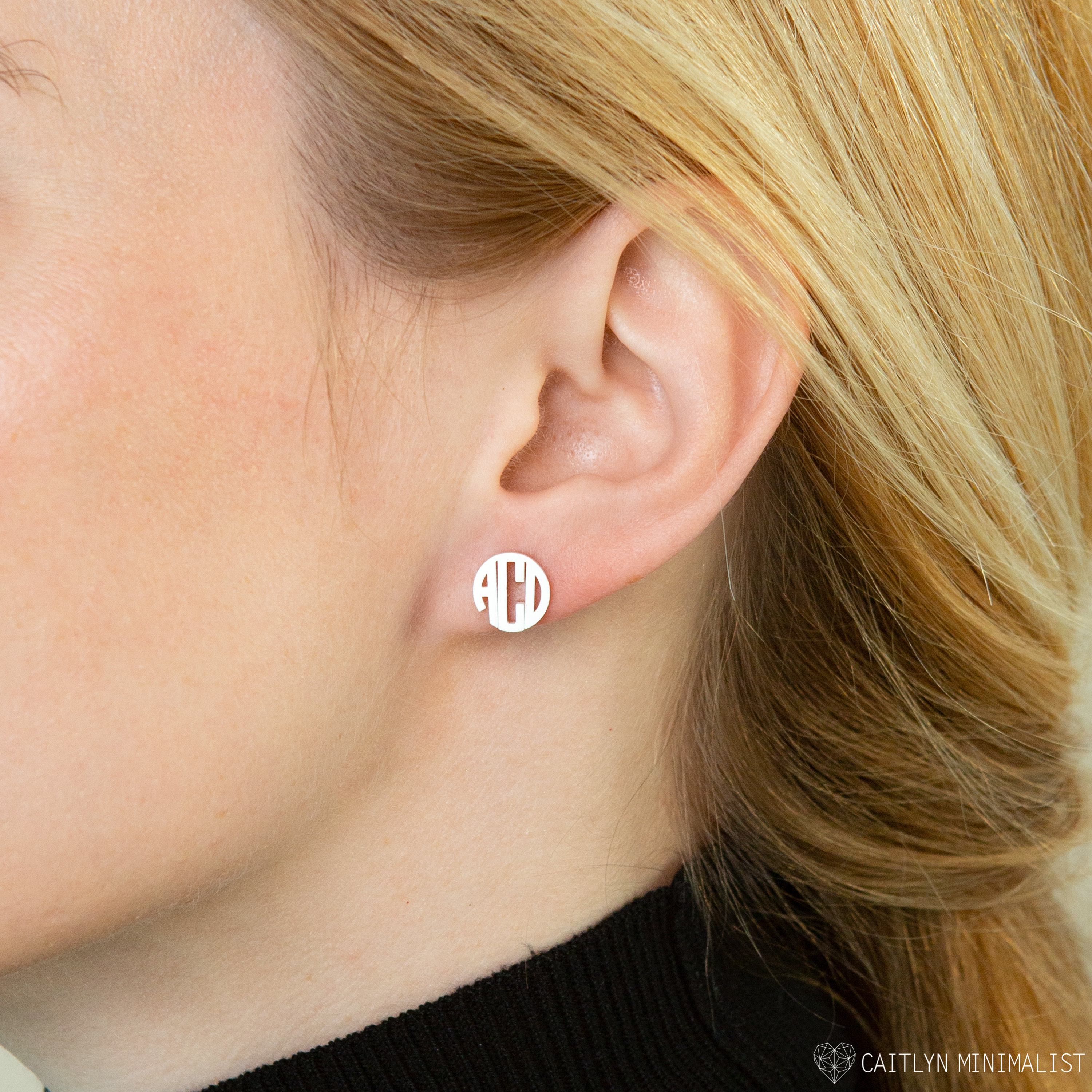 Dainty Monogram Earrings Custom Name By Caitlynminimalist Letter Gifts For Her Ch06