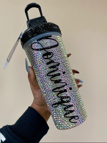 Personalized Bling Protein Blender Bottle Tumbler Cold Cup 28Oz