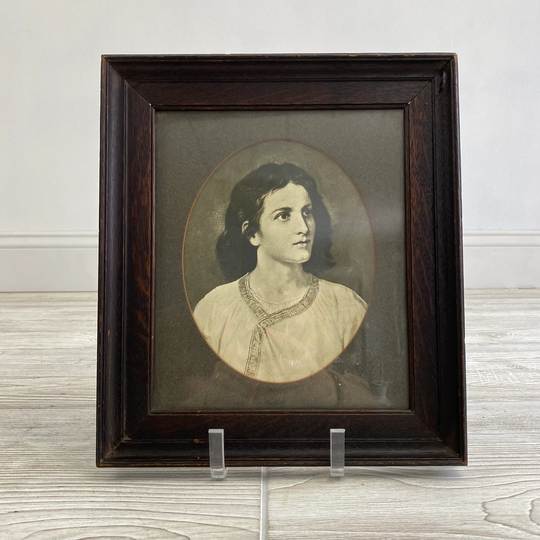 Antique Wood Picture Frame With Portrait | Bmh