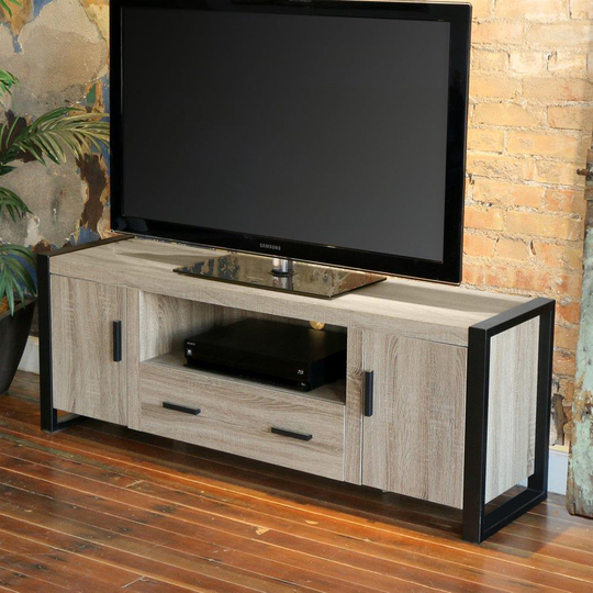 Walker Edison Urban Blend Modern/Contemporary Ash Grey/Black TV Cabinet (Accommodates TVs up to 70-in) in Gray | W60UBC22AG