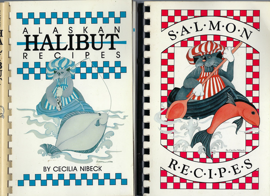 Lot Of 2 Alaskan Halibut & Salmon Recipes Vintage 1989 Cookbooks By Ceclia Nibeck Smoked Canned Fresh Soups Main Courses Appetizers Rare