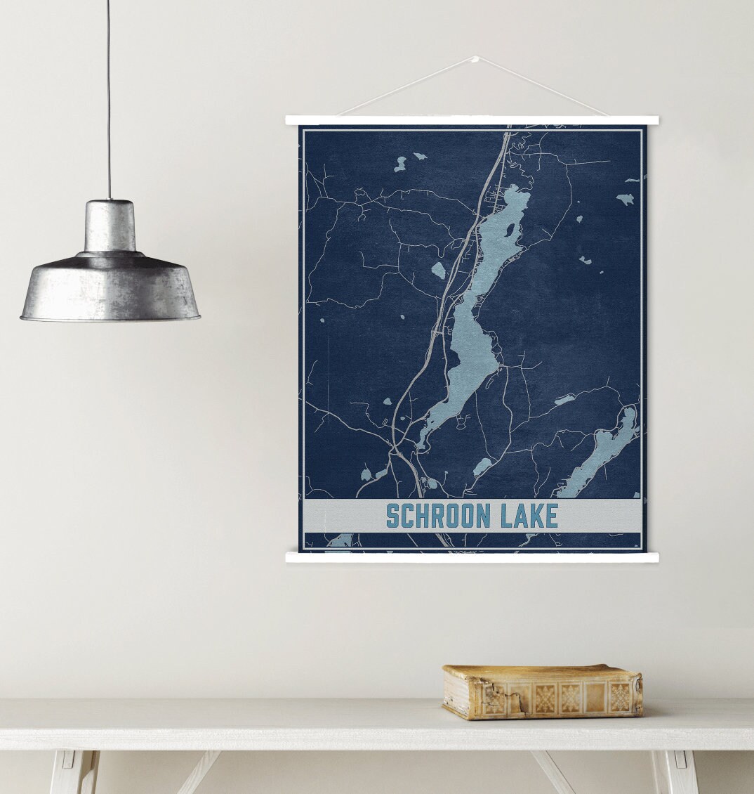 Schroon Lake New York Map Print | Magnetic Poster Frame Printed Marketplace