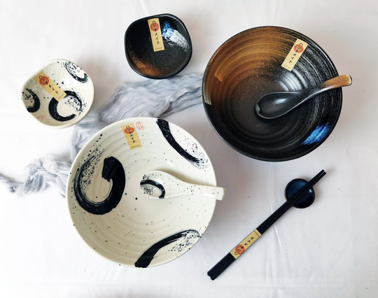 Japanese Ramen Bowl - Japan Style Large Pottery Oriental Noodle Dish Fruit Stoneware