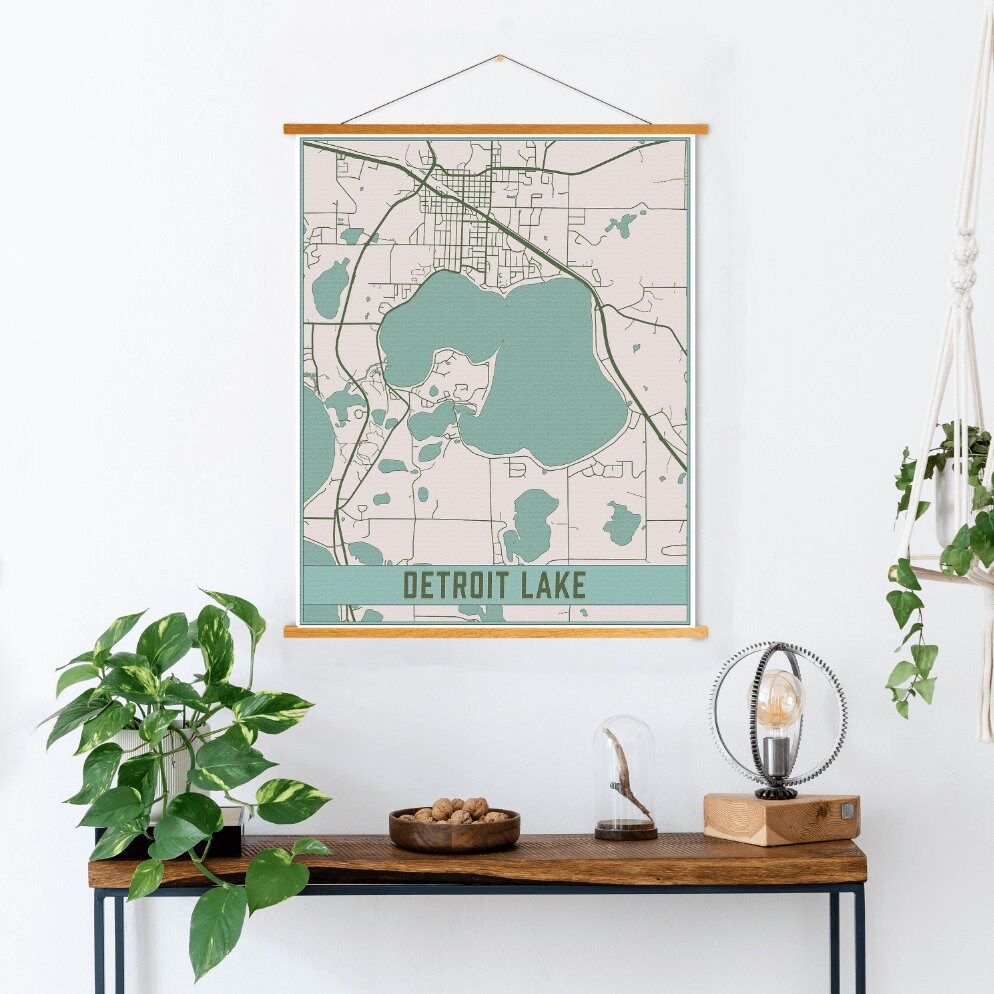 Detroit Lake Minnesota Map Print | Magnetic Poster Frame Printed Marketplace