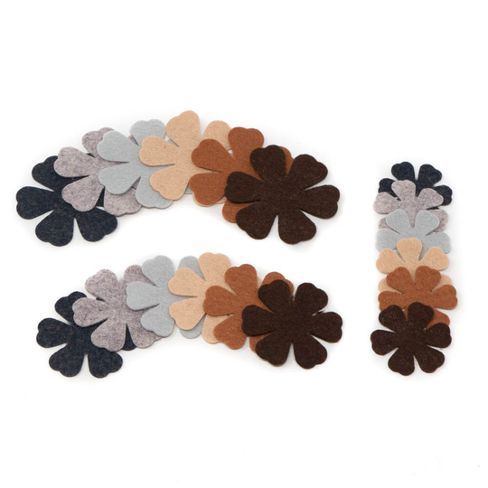 18 Chloe Wool Blend Felt Die Cut Applique Flowers - Neutrals Colors