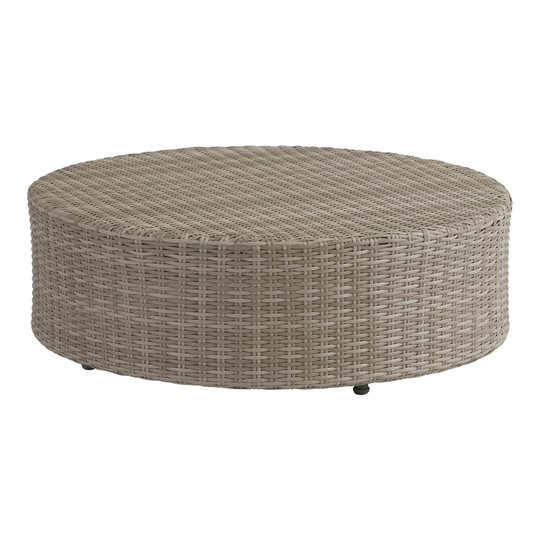 Round Gray All Weather Napoli Outdoor Patio Coffee Table - All-Weather Wicker by World Market