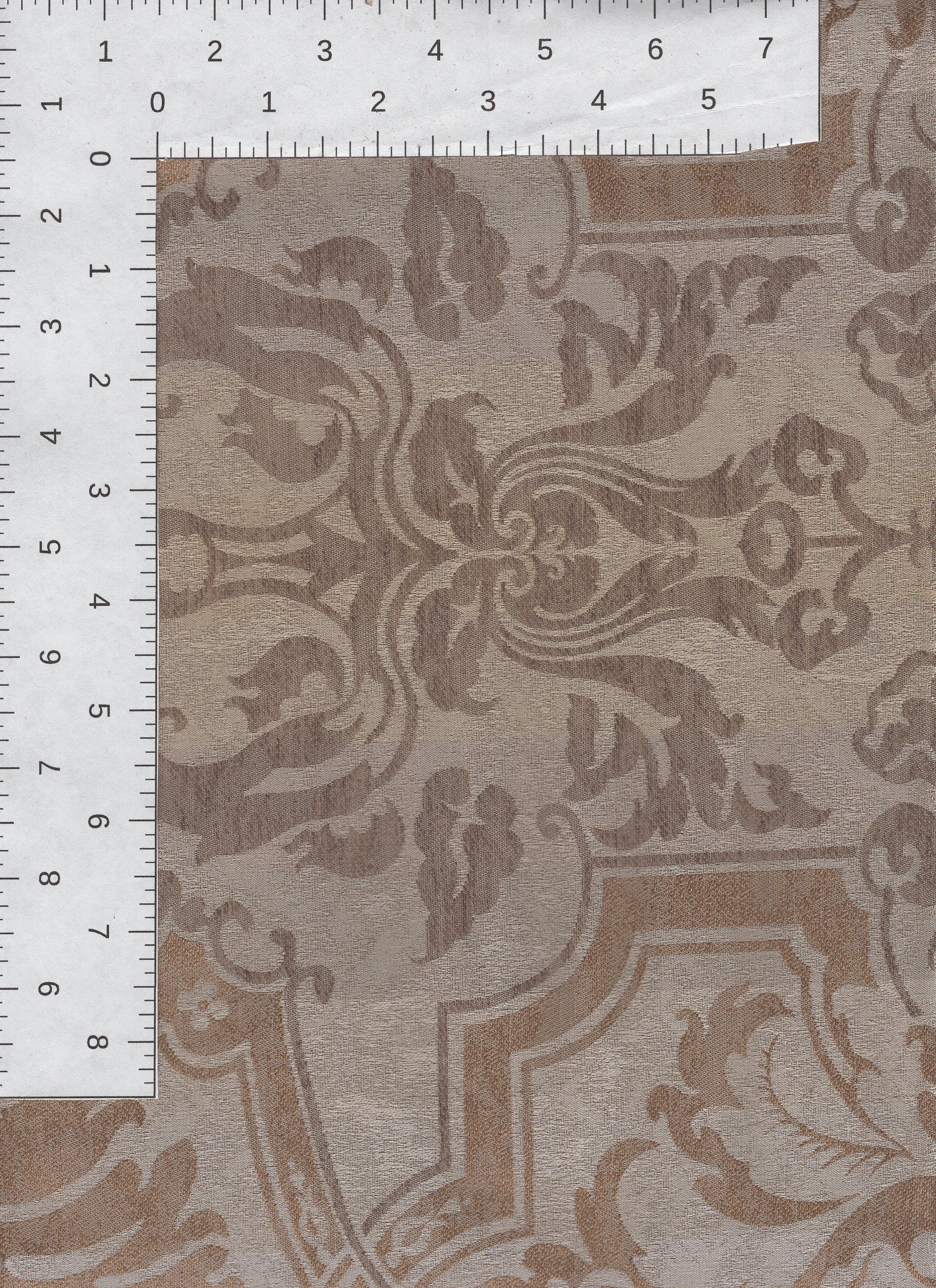 Bty Good Quality Italian Silk Blend Brown & Silver Damask Style