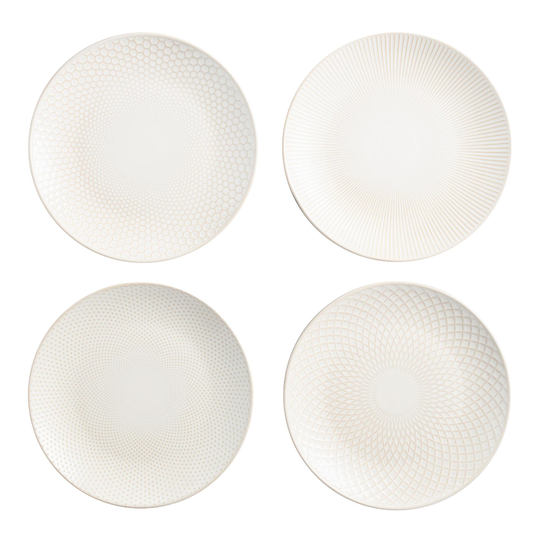White Textured Ceramic Avery Dinner Plate Set Of 4 - Stoneware by World Market
