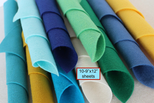 Peacock Wool Felt Color Collection, Felt, Blend Colors 10-9"x12"
