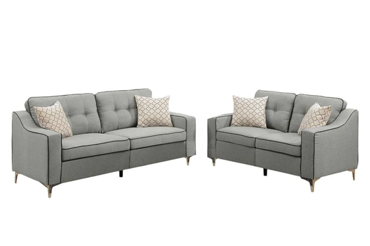 Poundex Masacci Modern 2-Piece Polyester/Polyester Blend Light Grey Living Room Set in Gray | F6892