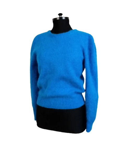 Neiman Marcus Vintage Blue Angora Blend Women's Sweater