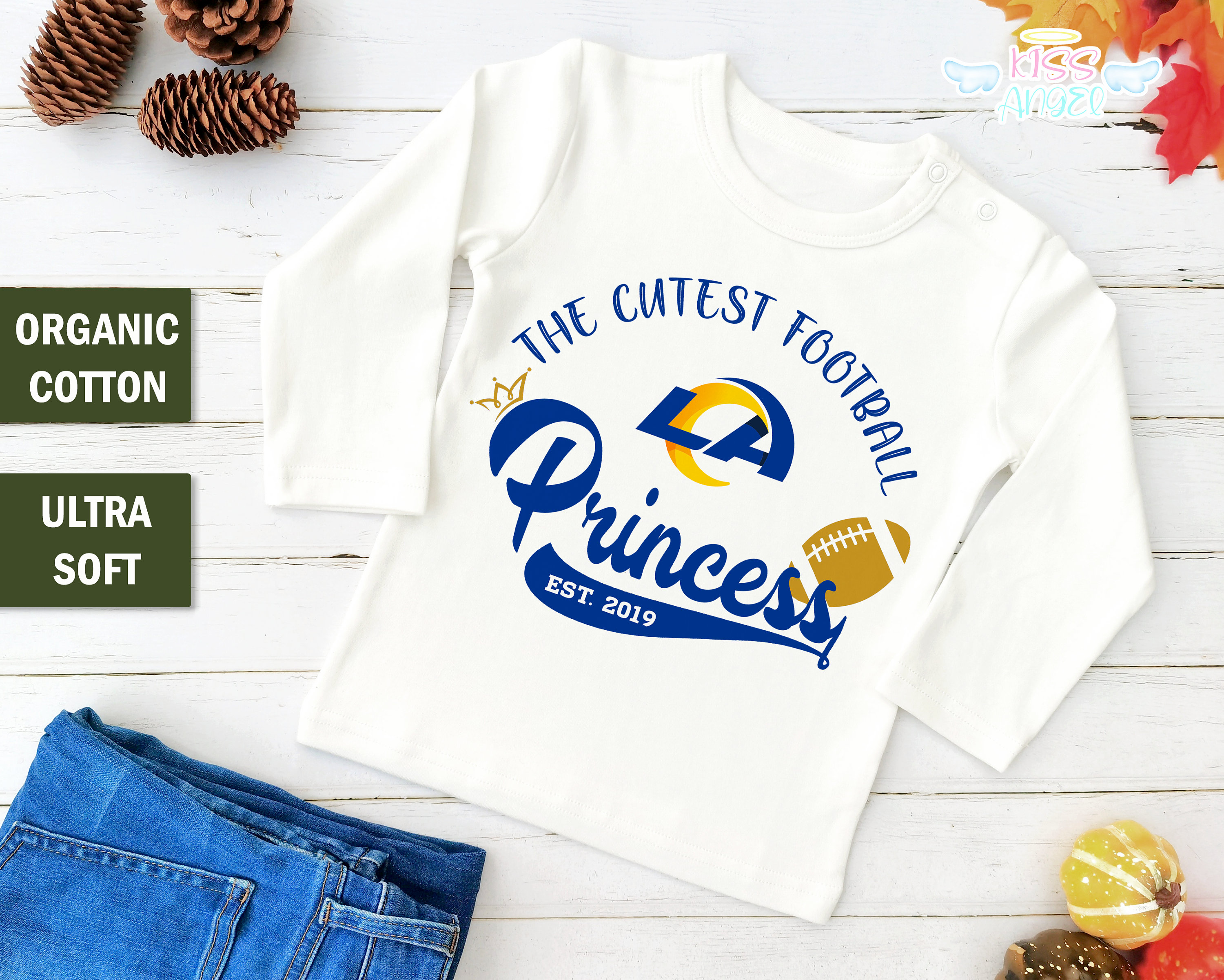 Personazlied Girls Los Angeles Rams Baby Outfit, Clothes, Football Toddler Shirt, Bodysuit