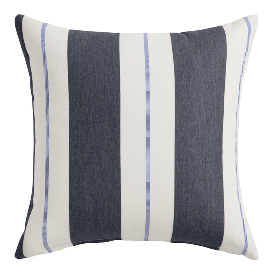 Sunbrella Navy Stripe Outdoor Patio Throw Pillow: Blue/Multi - Acrylic - 18" Square by World Market