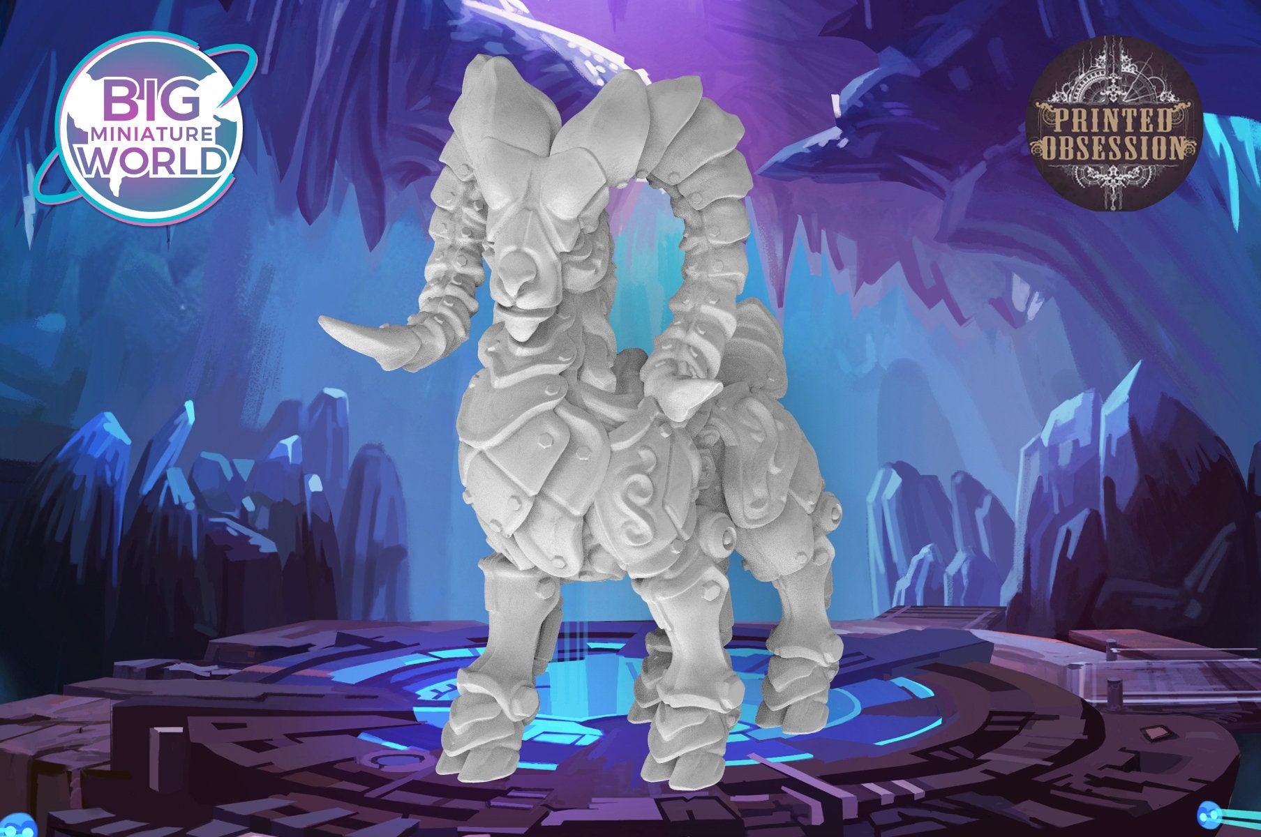 Armored Ram, Battle Smith Defender - Preprimed 3D Printed Miniature Model By Obsession For Tabletop Rpgs