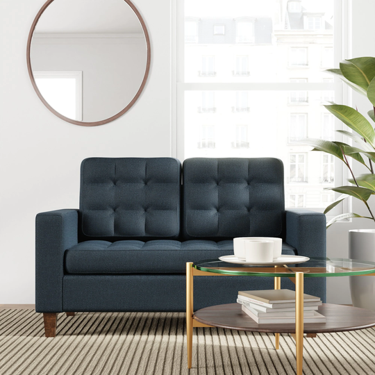 Brookside Brynn Fabric Midcentury Navy Polyester/Blend Loveseat in Blue | BS0005LVS00NV