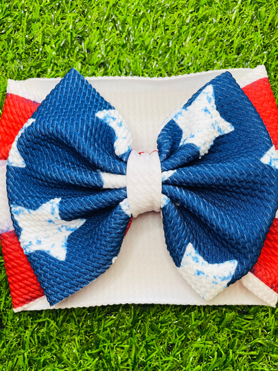 4Th Of July Bows, Stars & Stripes, Baby Girl Bow, Headwrap, Clip Nylon Toddler Newborn Bow