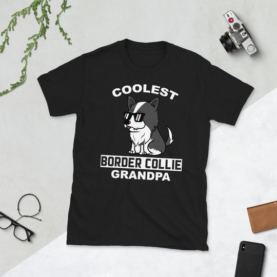 Coolest Border Collie Grandpa T-Shirt, Dog Grandfather Shirt, Funny Gift