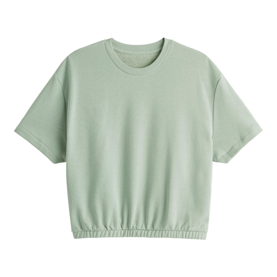 Pastel Teal Fleece Cropped Lounge Top: White by World Market