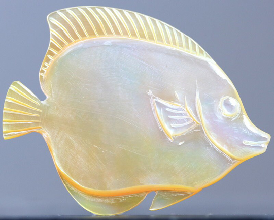 Large Mother Of Pearl Fish Carving Hand Carved Organic Ocean Jewelry Natural Designs