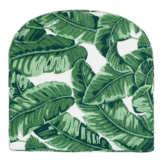 Sunbrella Tropical Leaf Gusseted Outdoor Patio Chair Cushion: Green - Acrylic by World Market