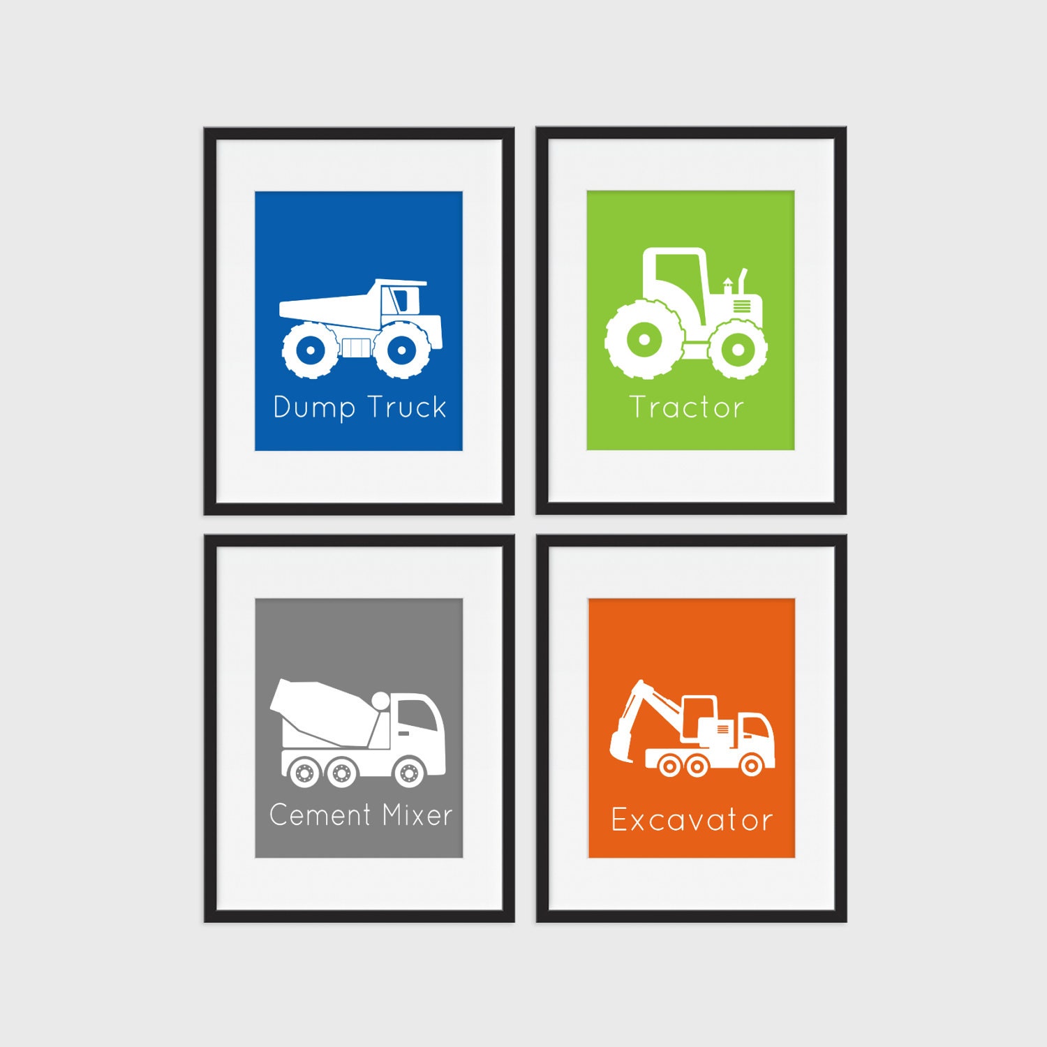 Construction Wall Art - Dump Truck Boys Room Decor Prints