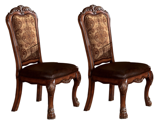 Benzara Set of 2 Contemporary/Modern Polyester/Polyester Blend Upholstered Dining Side Chair (Wood Frame) in Brown | BM191376