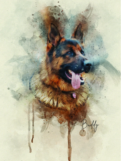 Custom Pet Portrait, Custom Dog Painting, Digital Watercolor Lover Gift, Memorial, Mom Art