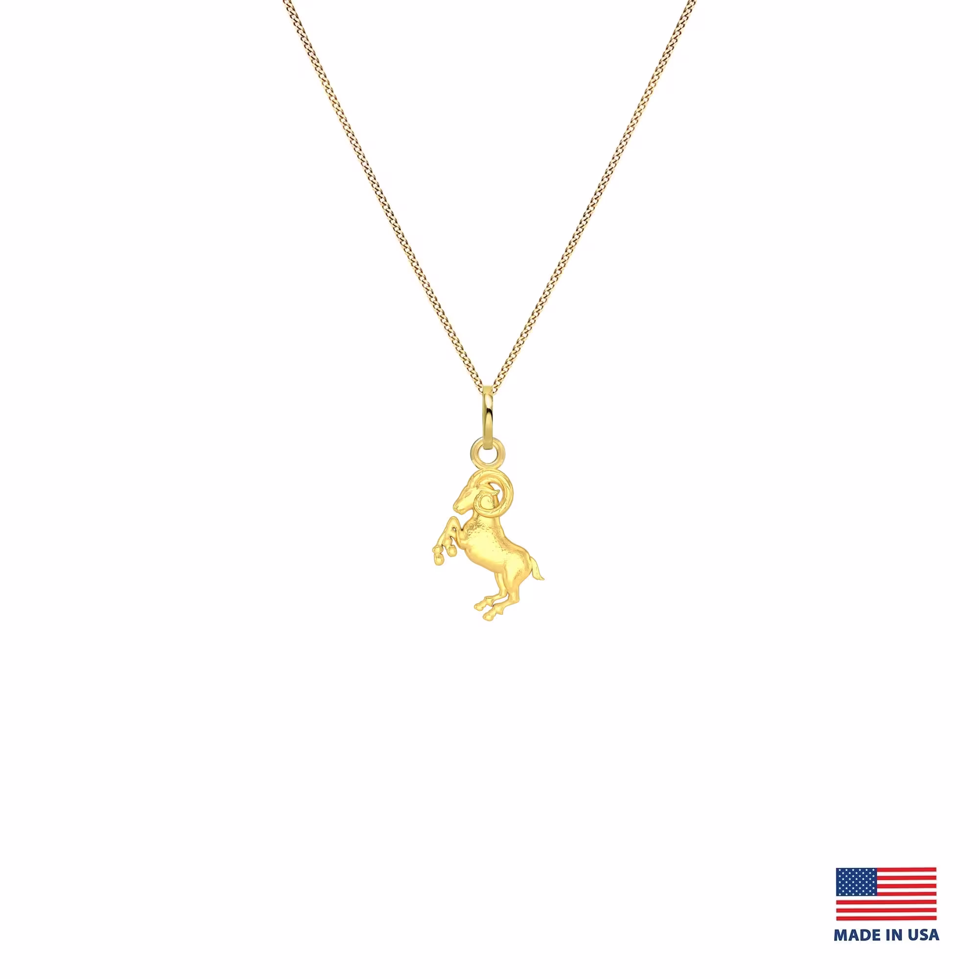 Mini Ram Pendant | 27mm - 14K Solid Gold Necklace, Aries Pendant, Head Gift