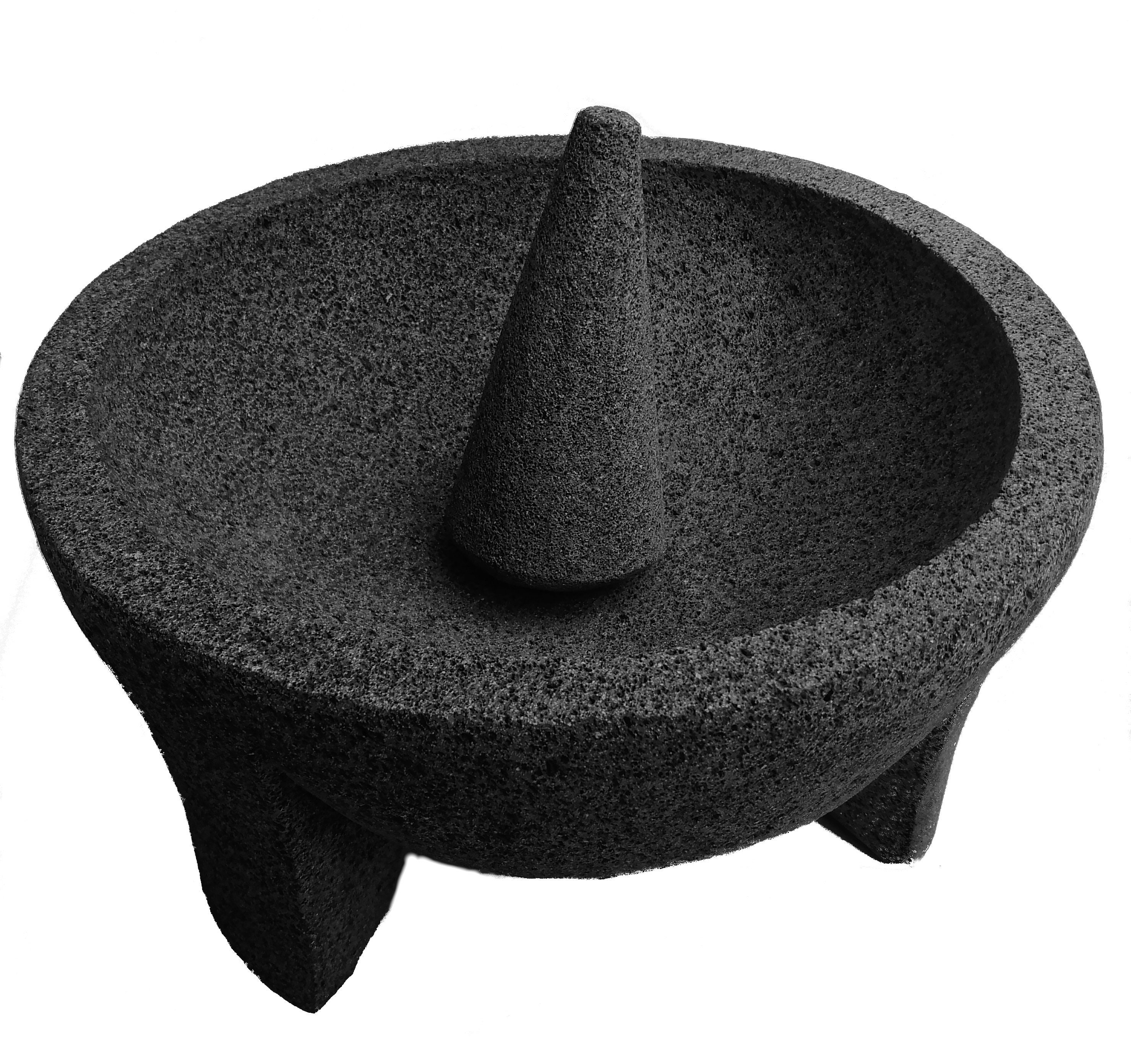 16 Inch Molcajete Mexican Mortar Handmade Volcanic Stone. Large Molcajete 40 cm in Diameter