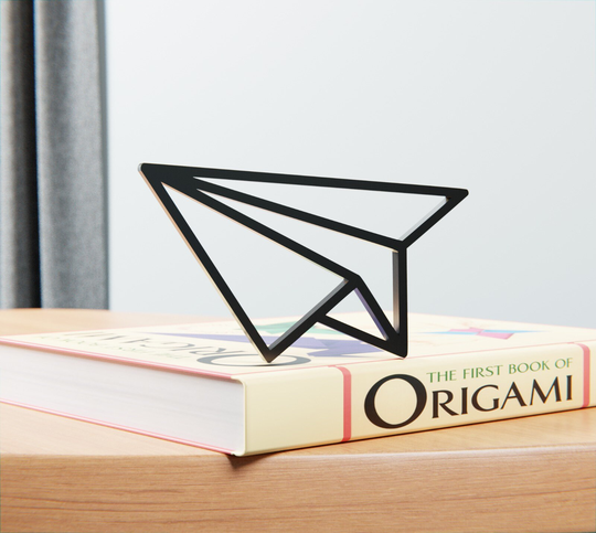 Origami Plane, Minimalist Art Sculpture, 3D Printed, Home Office Decor, Shelf Decor | Home Decor