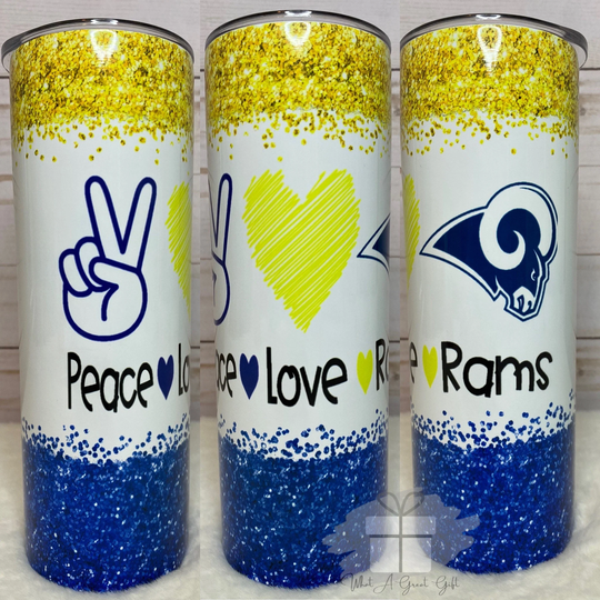 Peace Love Rams Tumbler 20Oz