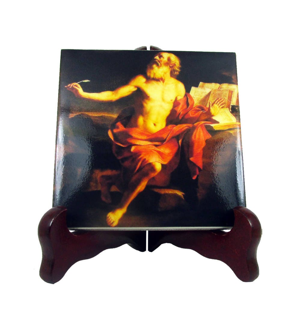 st Jerome Icon On Ceramic Tile - Catholic Saints Serie Christian Saints Saint Icons Handmade in Italy