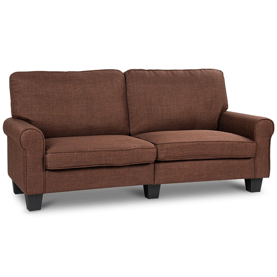 WELLFOR CY Loveseat Sofa Modern Brown Polyester/Blend Loveseat | HW-HWY2-58971