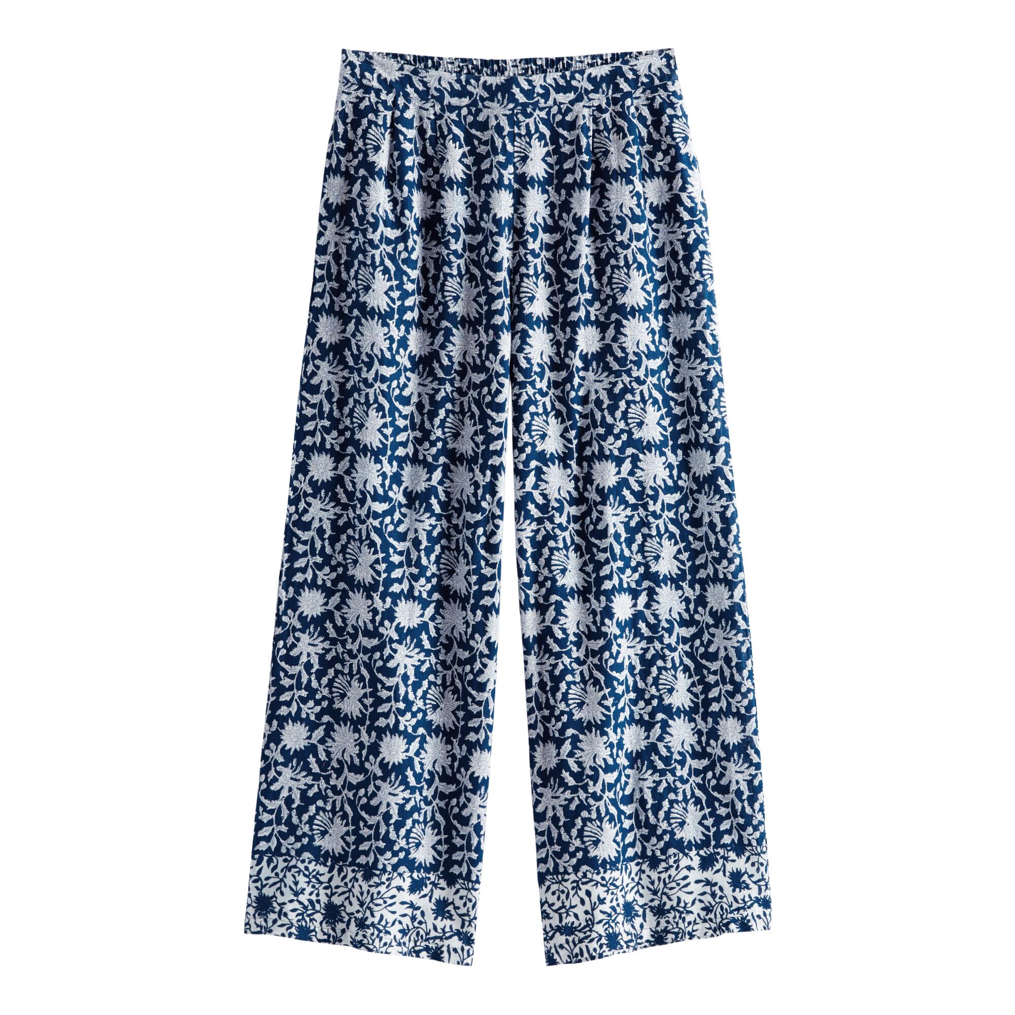 Navy and Ivory Floral Argot Pajama Pants: Blue - Cotton by World Market