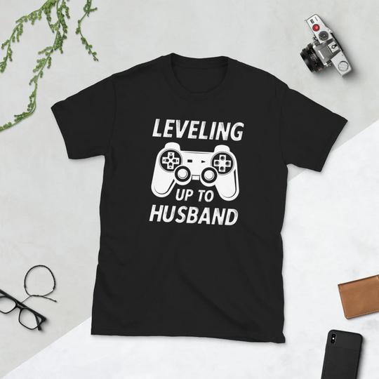 Video Game Engagement, Shirt, Gamer Groom Funny Engagement Tee, Fiance Leveling Up To Husband