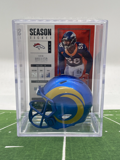 New 2020 Los Angeles Rams Von Miller Mini Helmet Shadowbox with Card