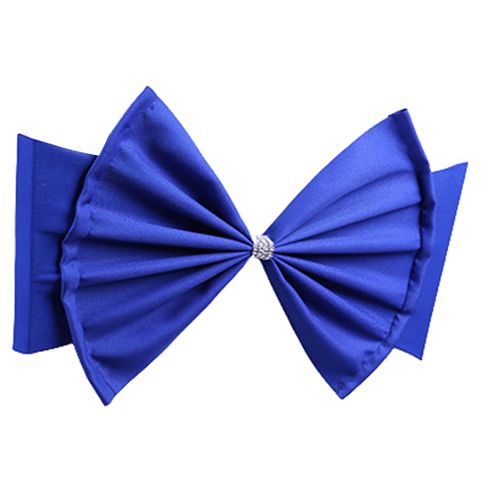 Sash Bow Elastic All Matched Blend Fabric Reception Event Universal Chair Cover Back Tie Wedding Supplies - royal blue
