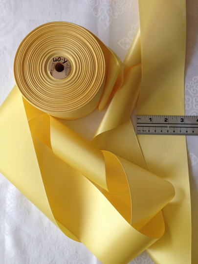 Daisy Yellow Ribbon Sold By The Yard Double Face Ribbon/Satin Ribbon, 3 Inches Wide. Made in France