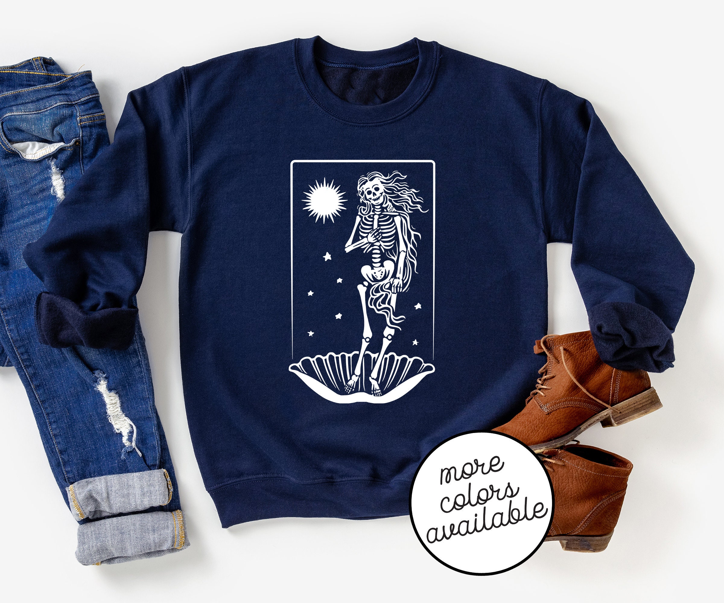 Unisex Mermaid Tarot Card Halloween Sweater - Sweatshirt Trending Mens & Womens Skeleton