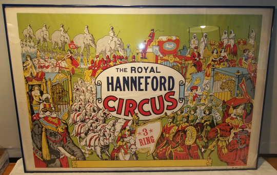 Large Antique Royal Hanneford Circus Poster C.1950 28" X 42" Collectible Advertisement Memorabilia Vintage Home Decor Wall Art Gift