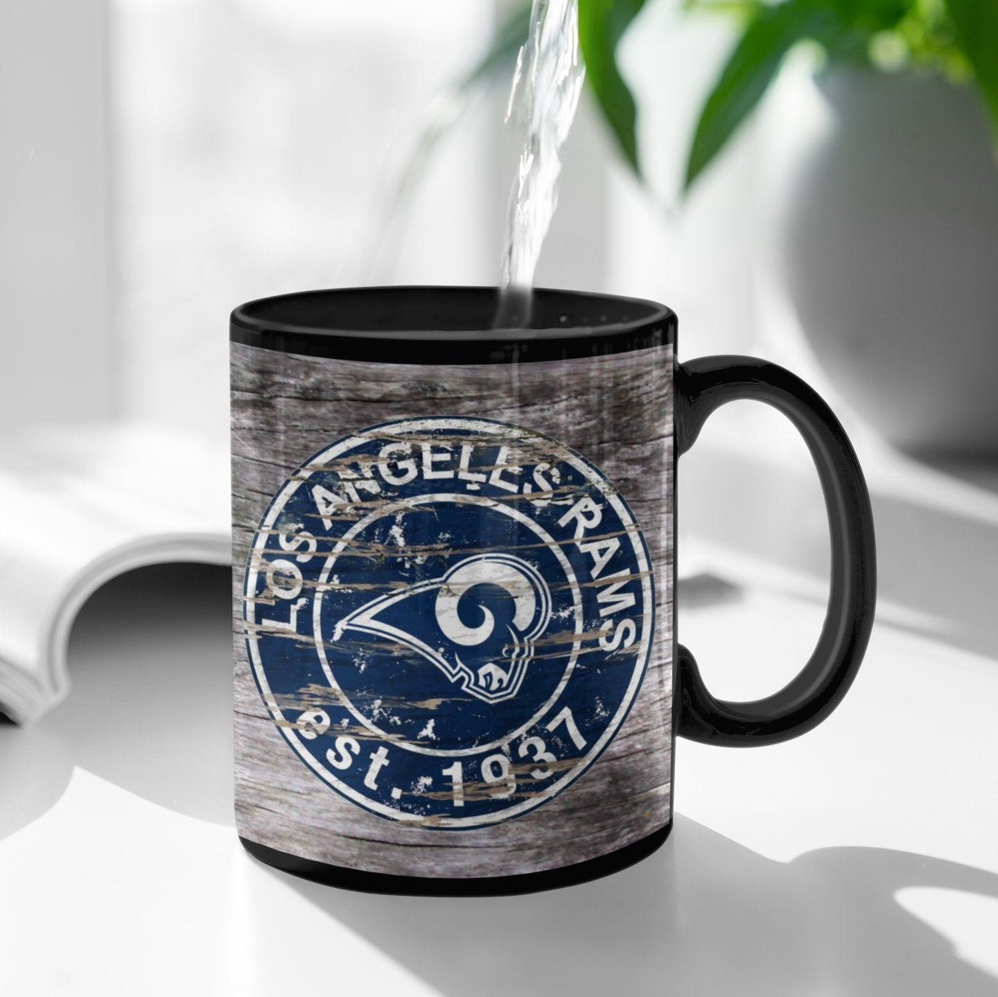 Custom Mugs - Coffee Tea Cups Gift Football Distressed Rams Mug