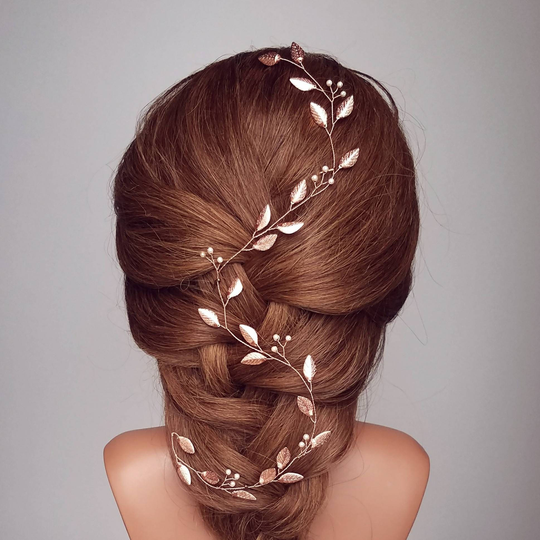 Bridal Hair Vine, Rose Gold Leaf Hairpiece, Wedding Piece, Wreath, Headpiece Wreath Boho